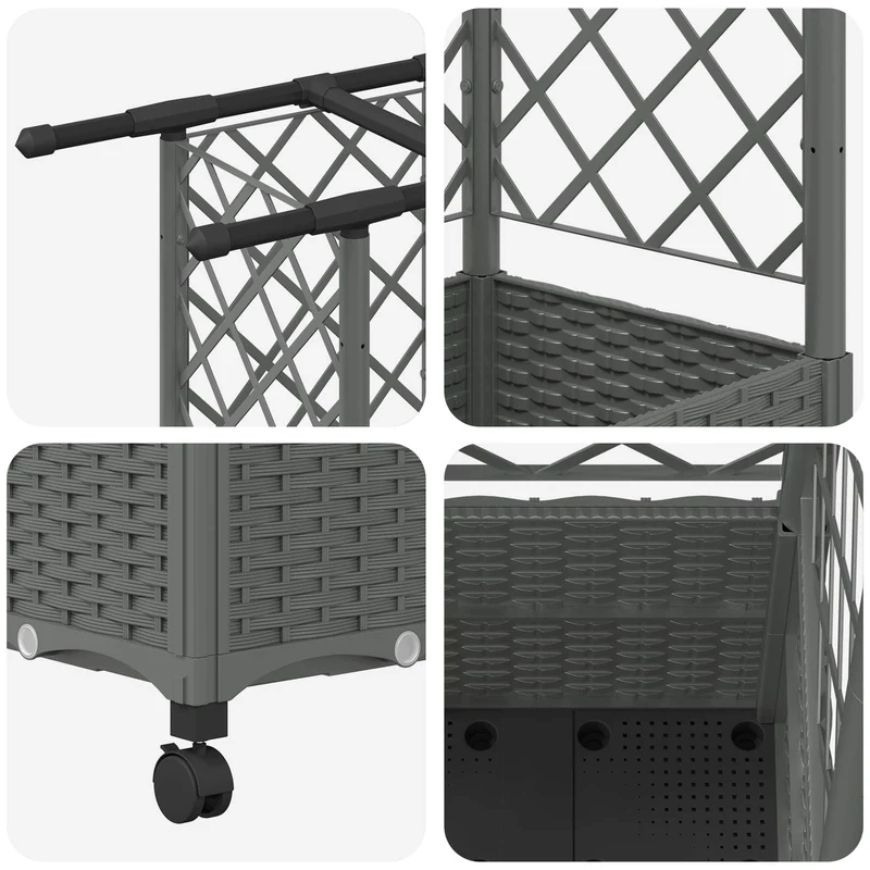 Cama Elevada Con Trellis Y Techo Gris Claro 124 X 40 X 142 Cm