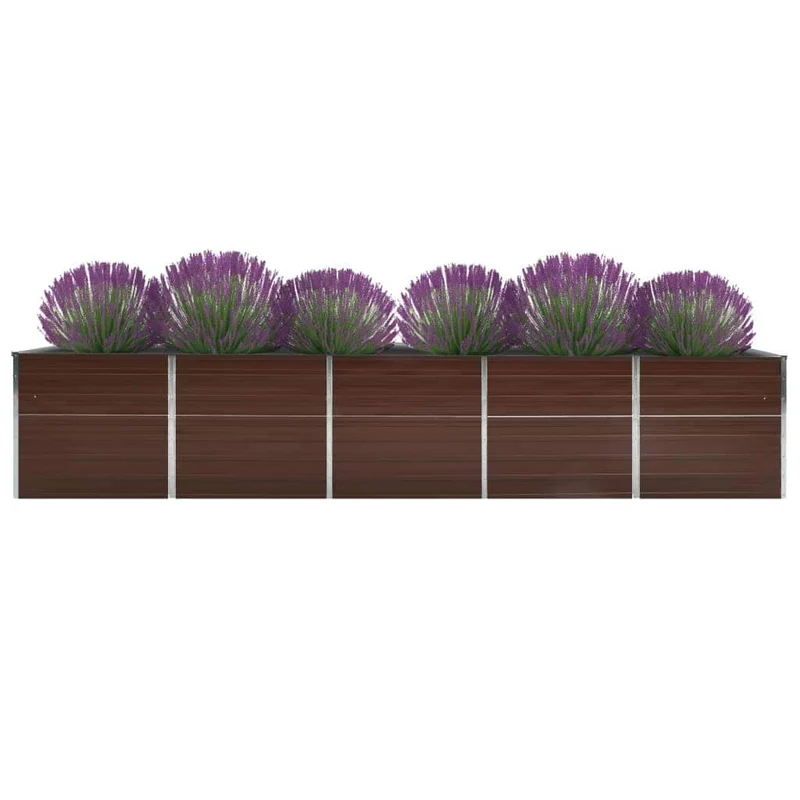 Arriate De Jardín De Acero Galvanizado Marrón 400x80x77 Cm