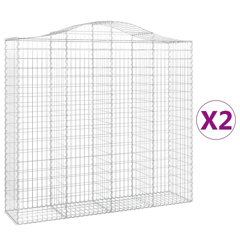 Cestas De Gaviones 2 Uds Forma De Arco Hierro 200x50x180/200 Cm