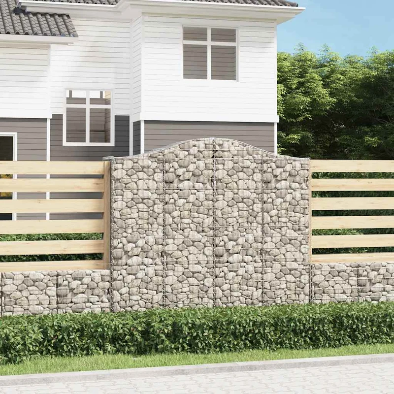 Cestas De Gaviones 2 Uds Forma De Arco Hierro 200x50x180/200 Cm