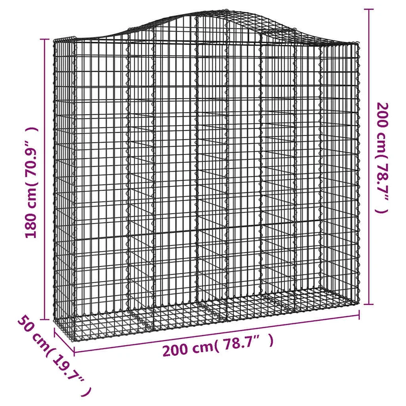 Cestas De Gaviones 2 Uds Forma De Arco Hierro 200x50x180/200 Cm