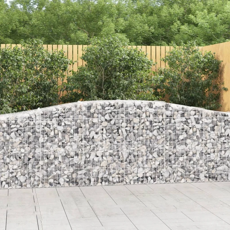 Cestas De Gaviones 9 Uds Forma De Arco Hierro 400x50x80/100 Cm