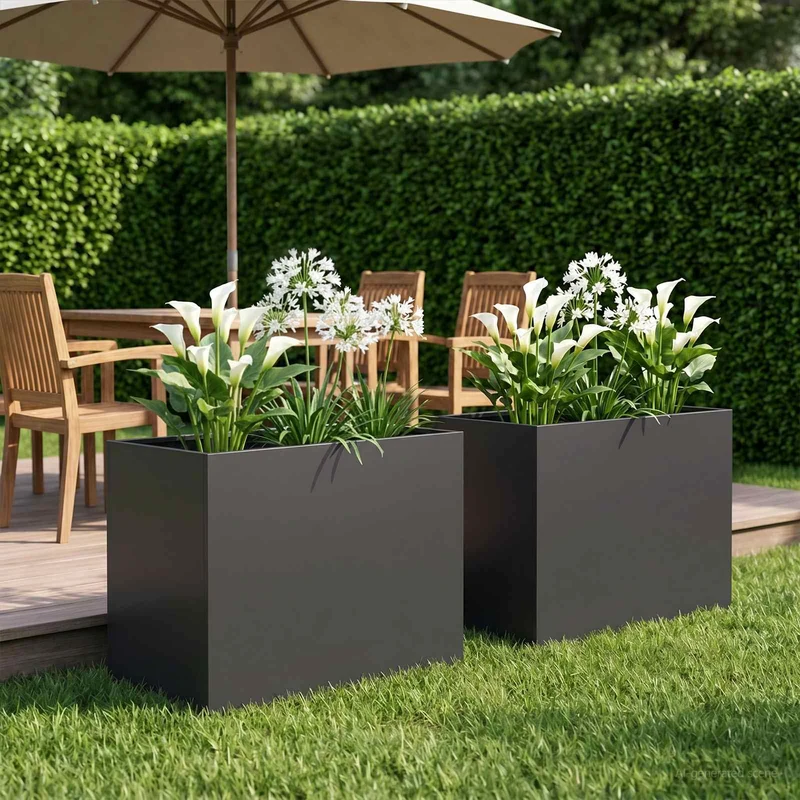 Macetero De Jardín 2 Uds. Negro 60 X 40 X 50 Cm