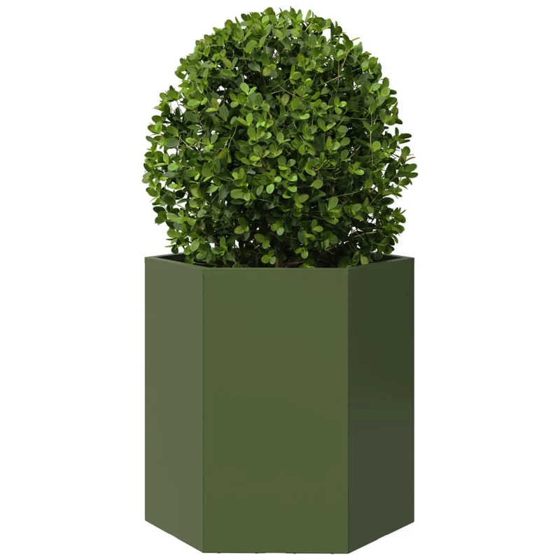 Jardinera Hexagonal De Acero Verde 46x40x45 Cm