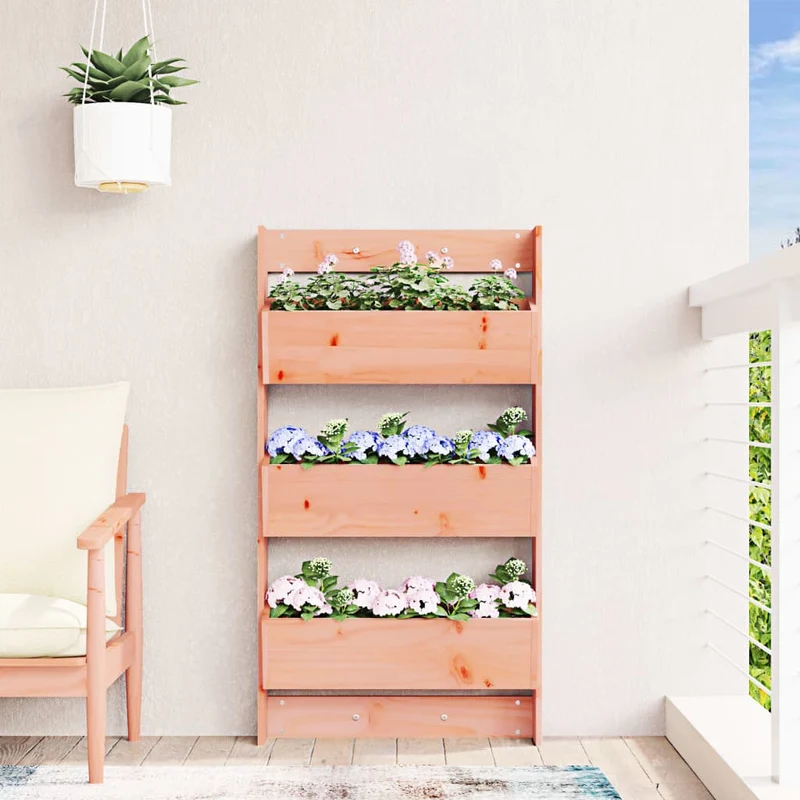 Jardinera Pared 3 Niveles Madera Maciza Douglas 60x18,5x110 Cm