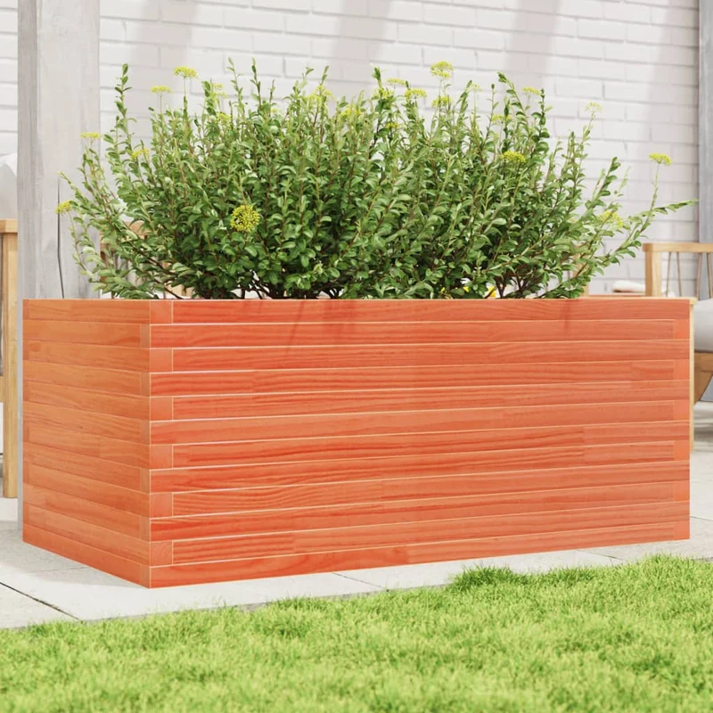 Jardinera De Madera Maciza De Pino Marrón Cera 110x60x46 Cm