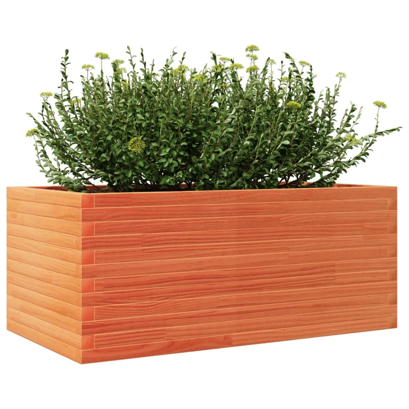 Jardinera De Madera Maciza De Pino Marrón Cera 110x60x46 Cm