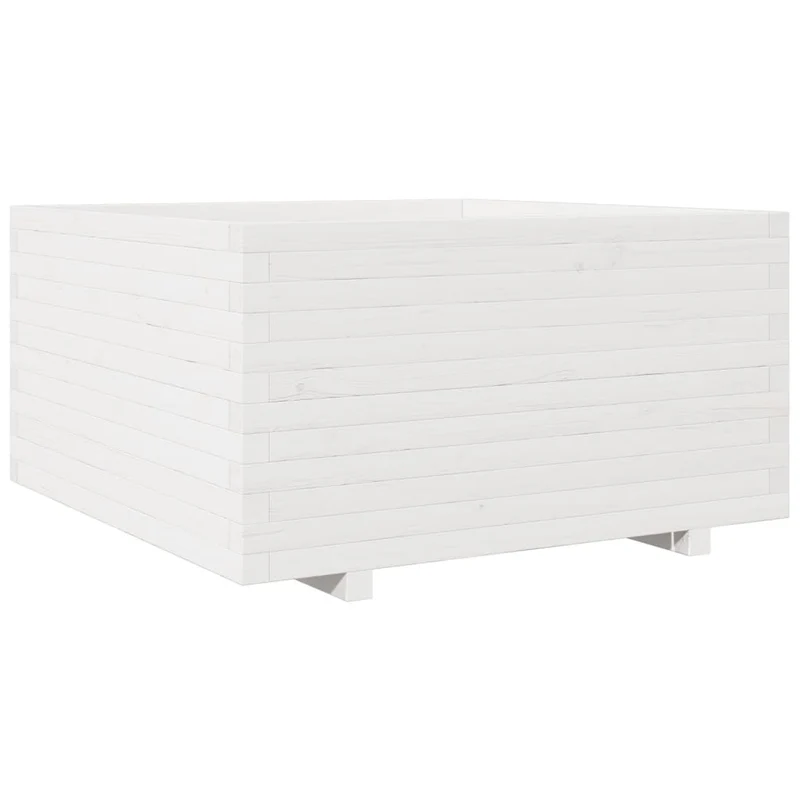 Jardinera Madera Maciza De Pino Blanco 90x90x49,5 Cm