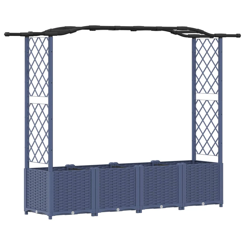 Cama Elevada Con Trellis Y Techo Gris 204 X 40 X 138 Cm Pp