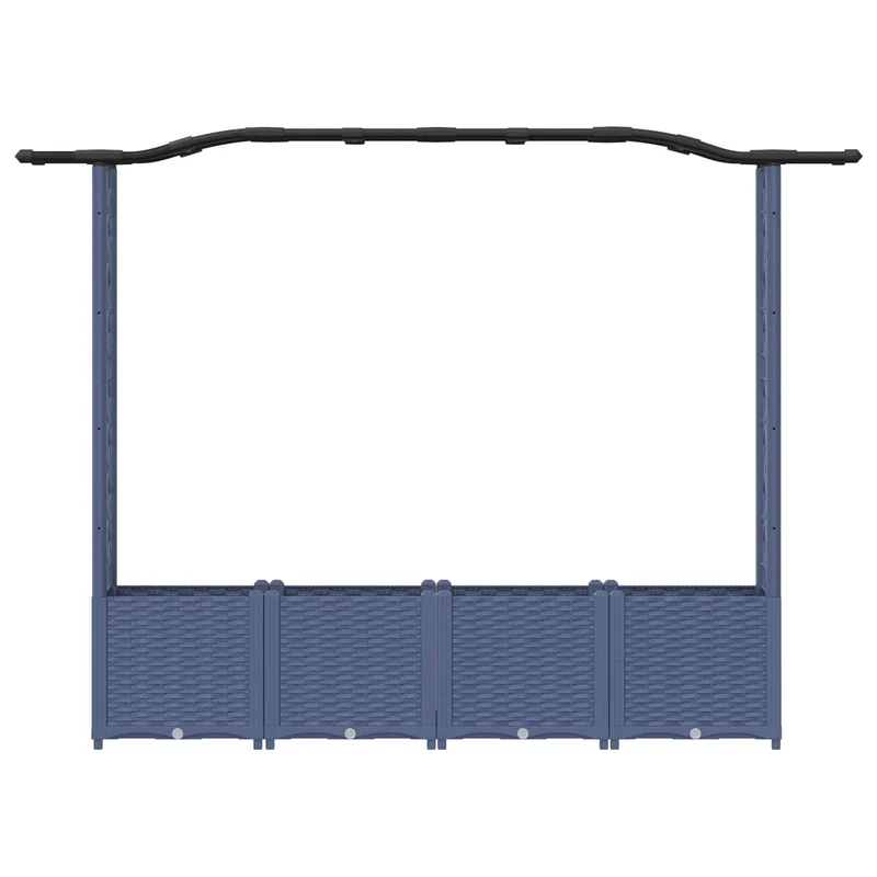 Cama Elevada Con Trellis Y Techo Gris 204 X 40 X 138 Cm Pp