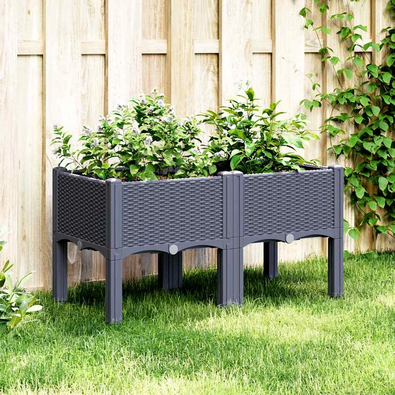 Jardinera Con Patas Pp Azul Gris 80x40x42 Cm