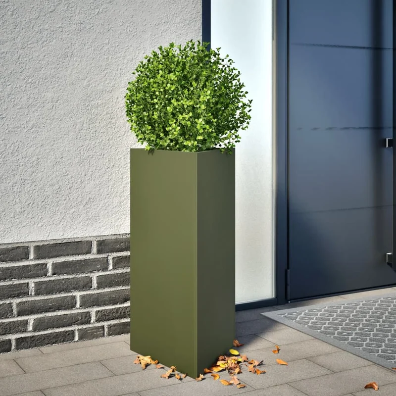 Jardinera Triangular Acero Verde Oliva 40x34,5x75 Cm