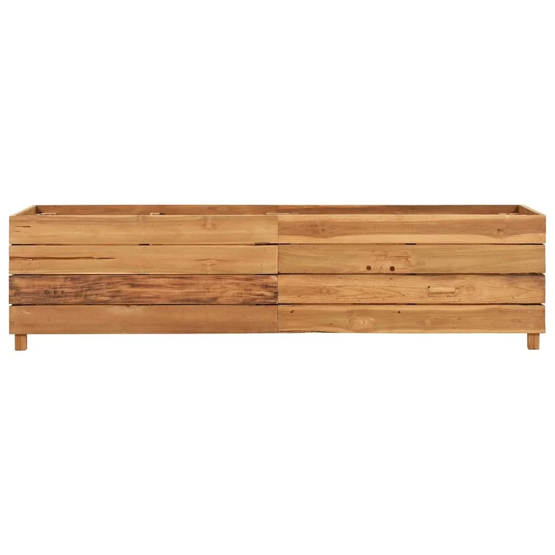 Arriate Elevado Madera De Teca Reciclada Y Acero 150x40x38 Cm