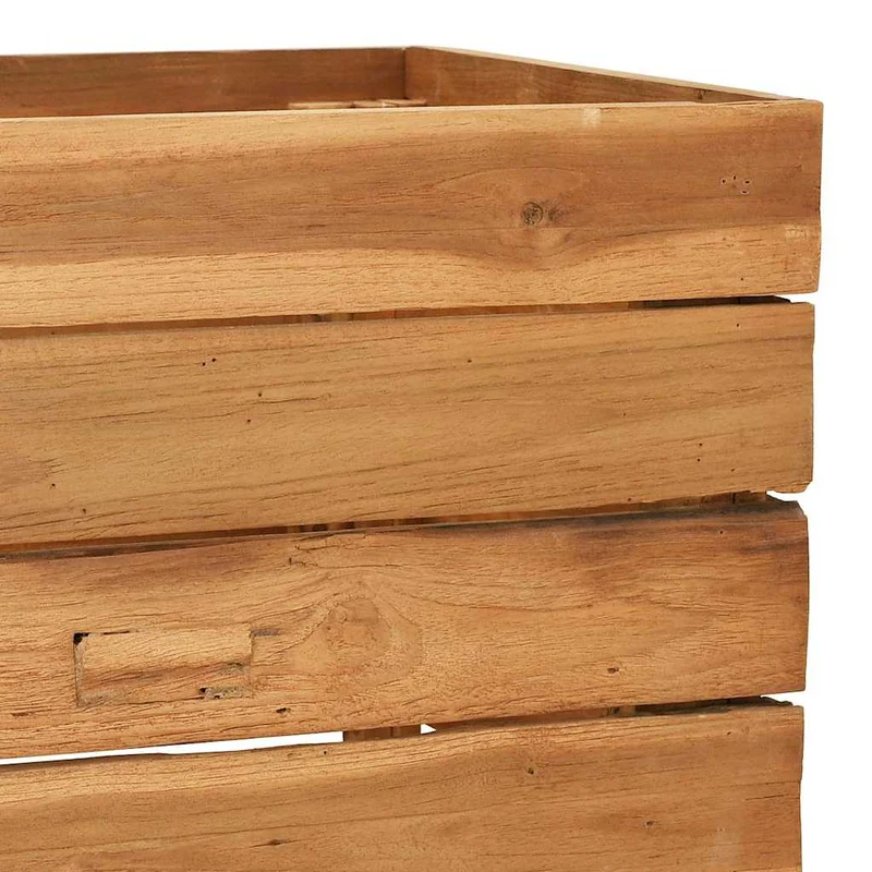 Arriate Elevado Madera De Teca Reciclada Y Acero 150x40x38 Cm