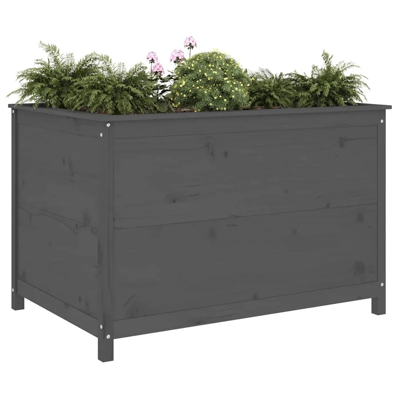 Arriate Elevado De Jardín Madera De Pino Gris 119,5x82,5x78 Cm