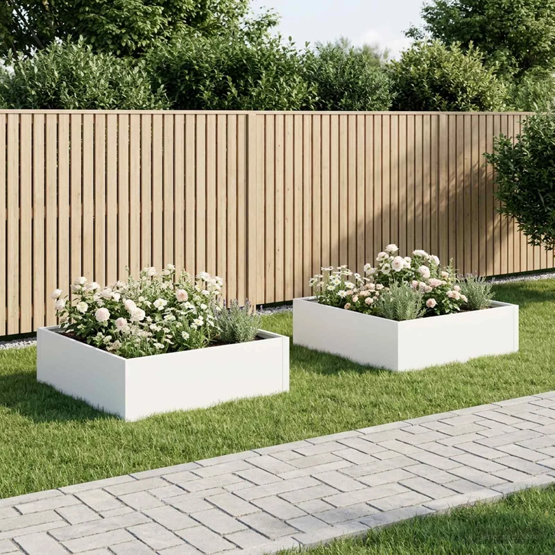 Macetero De Jardín 2 Uds. Blanco 80 X 80 X 30 Cm