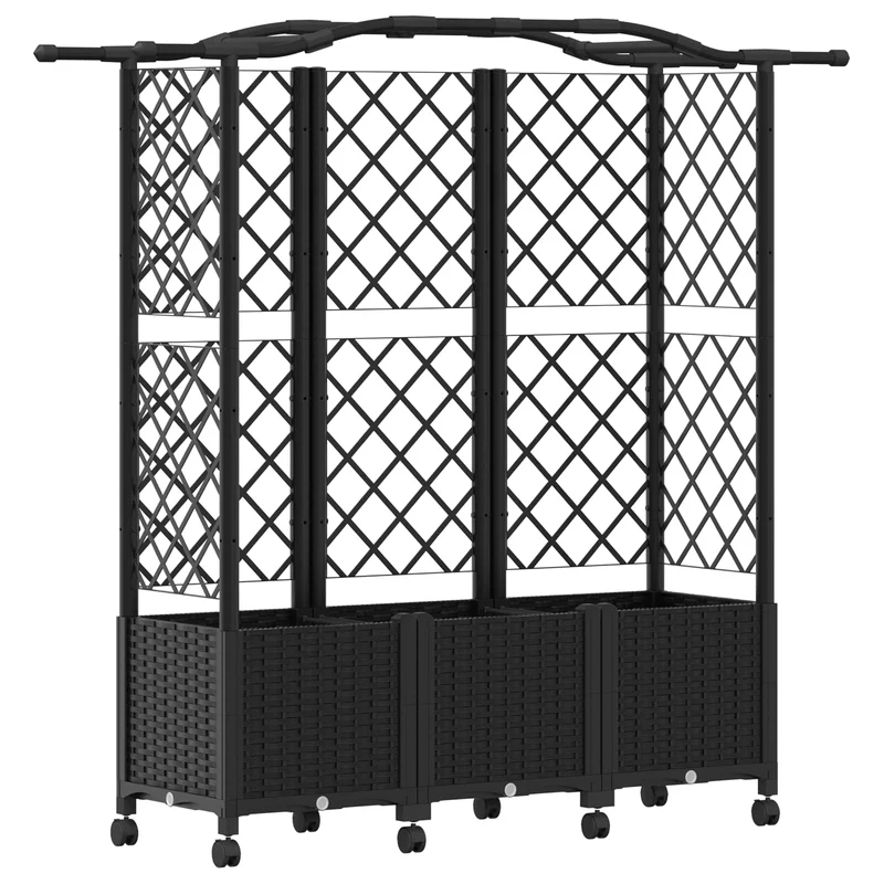Cama Elevada Con Trellis Y Techo Negro 163 X 40 X 144 Cm Pp