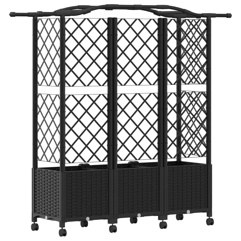 Cama Elevada Con Trellis Y Techo Negro 163 X 40 X 144 Cm Pp