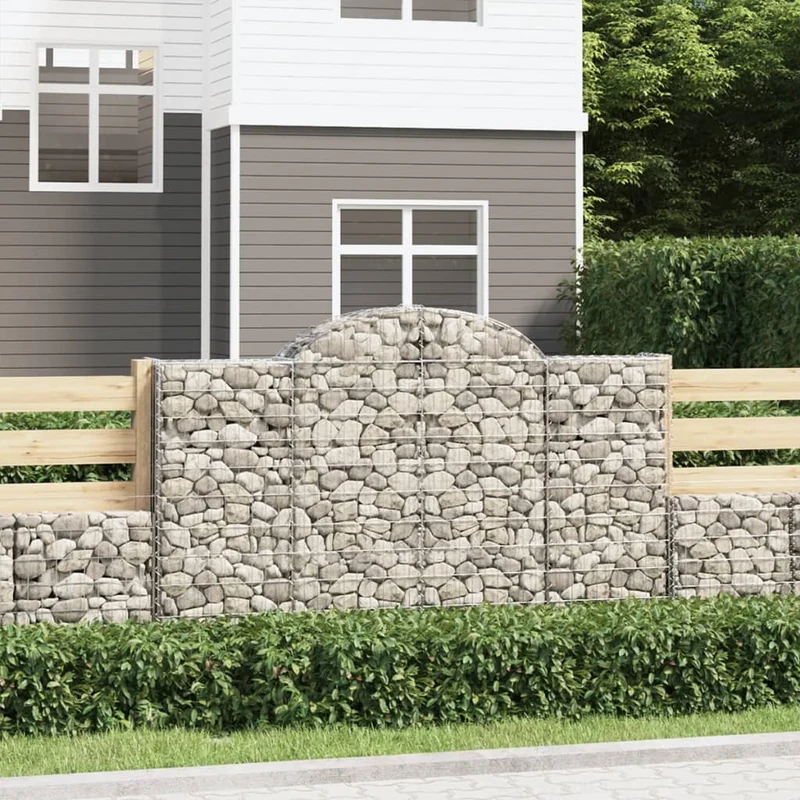 Cestas De Gaviones 4 Uds Forma De Arco Hierro 200x50x120/140 Cm