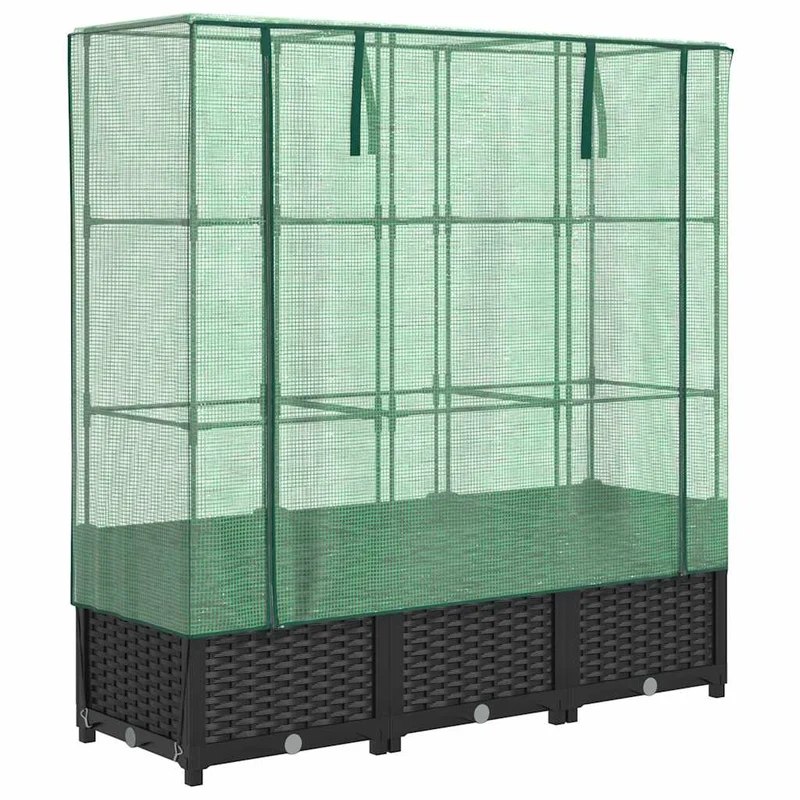 Arriate Con Cubierta Invernadero Aspecto Ratán 120x40x138 Cm