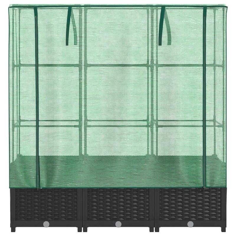 Arriate Con Cubierta Invernadero Aspecto Ratán 120x40x138 Cm