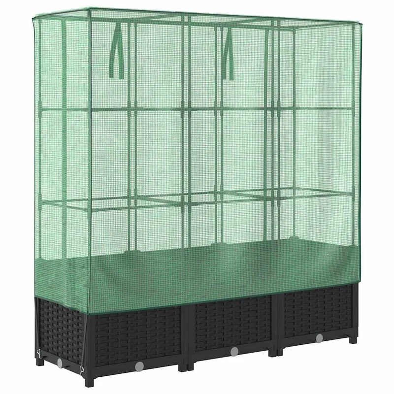 Arriate Con Cubierta Invernadero Aspecto Ratán 120x40x138 Cm