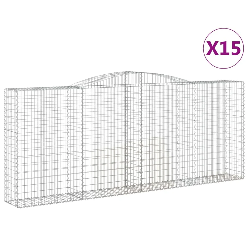 Cestas De Gaviones 15 Uds Forma De Arco Hierro 400x50x160/180cm