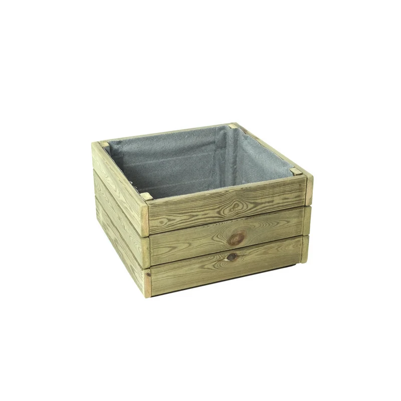 Jardinera De Madera Eko De Pino Tratada Vidahuerto 60x60x30 Cm.
