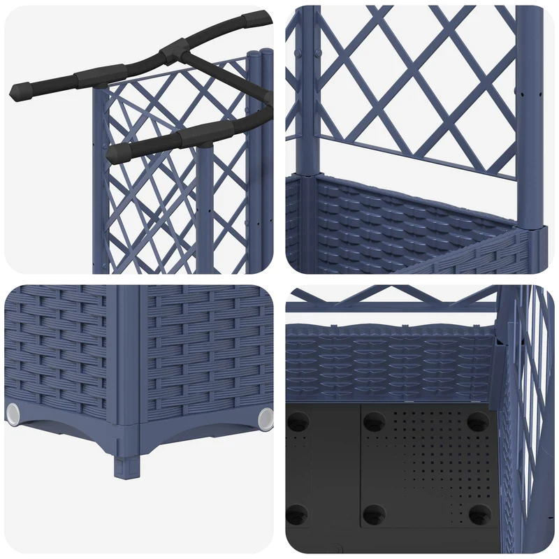 Cama Elevada Con Trellis Y Techo Gris 124 X 40 X 123 Cm Pp
