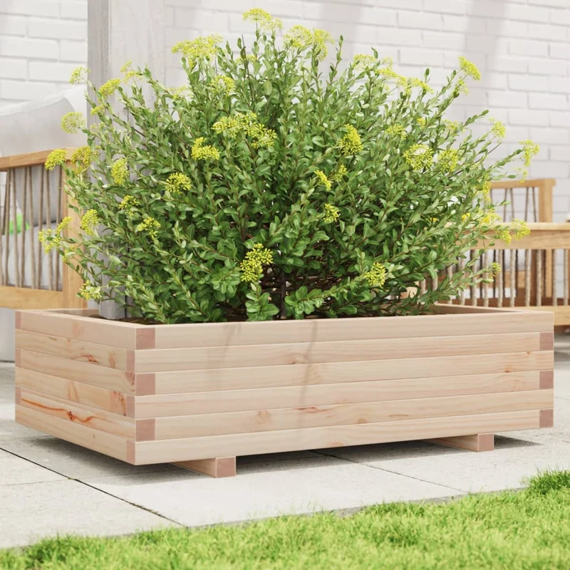 Jardinera De Madera Maciza De Pino 90x60x26,5 Cm