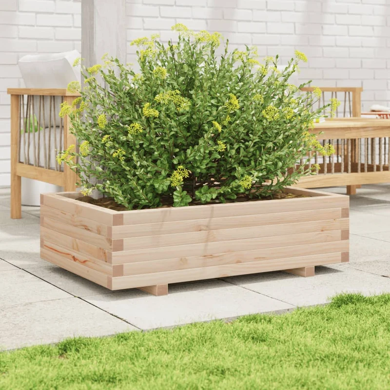 Jardinera De Madera Maciza De Pino 90x60x26,5 Cm