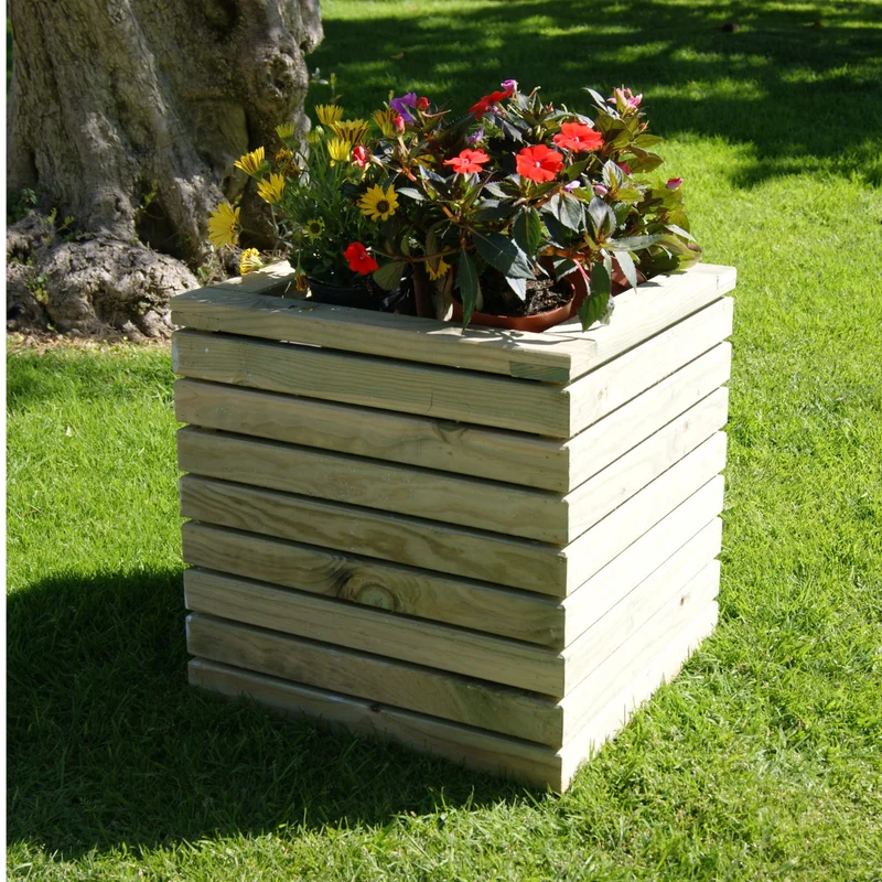 Jardinera Luxe De Madera Tratada Vidahuerto 50x50x50 Cm.