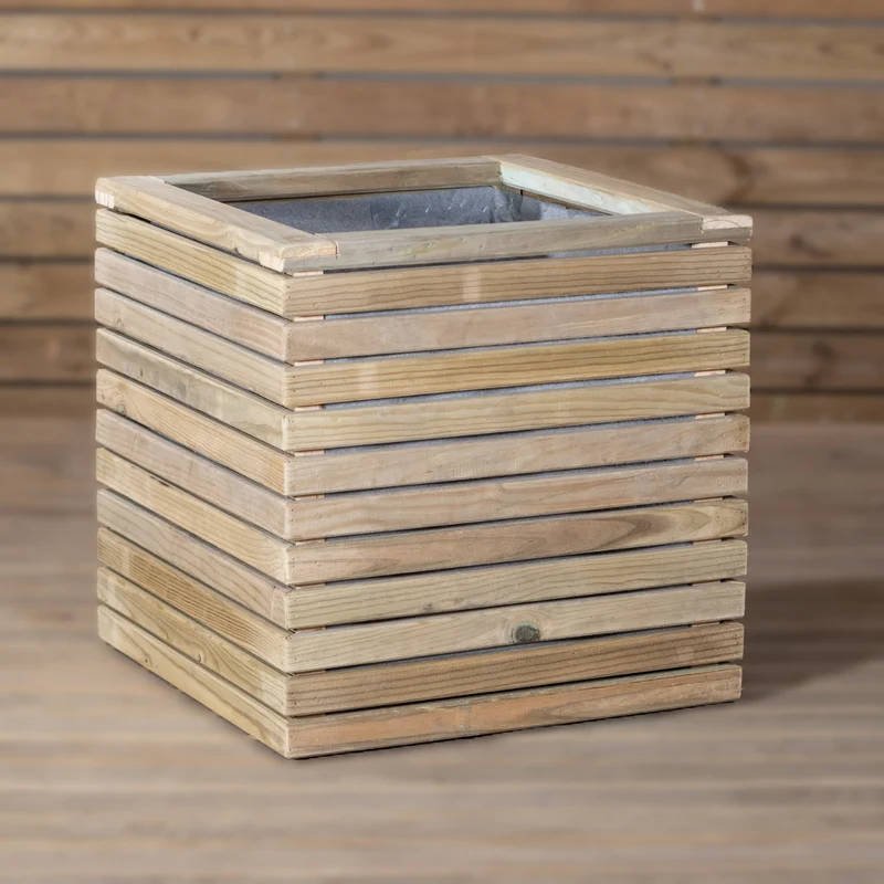 Jardinera Luxe De Madera Tratada Vidahuerto 50x50x50 Cm.