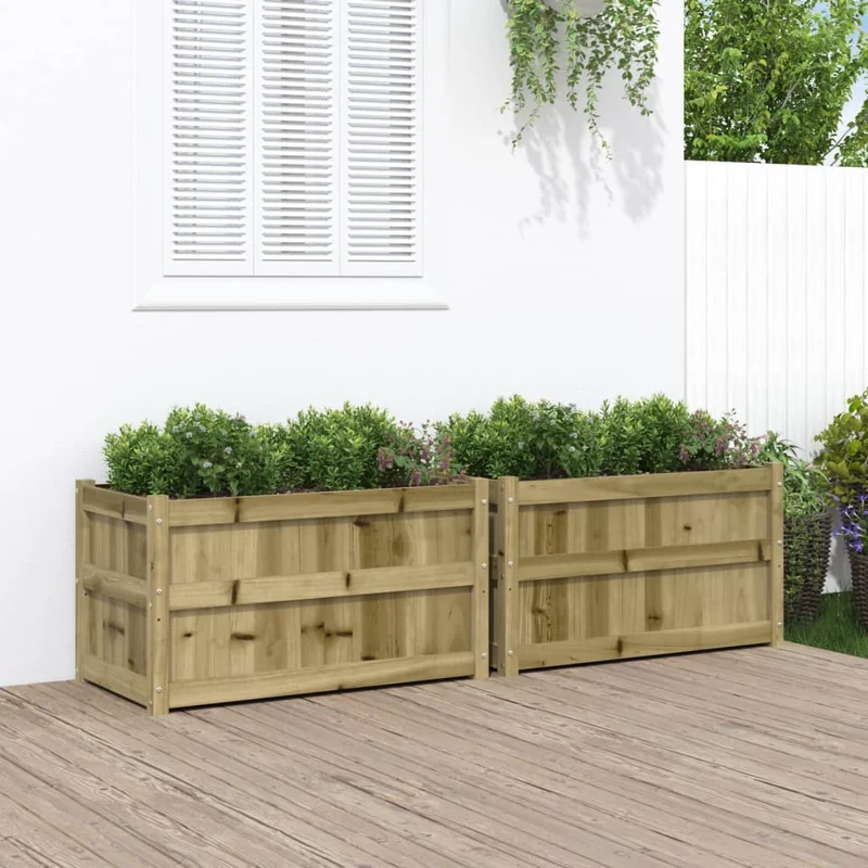 Jardineras De Exterior 2 Unidades Madera Impregnada De Pino