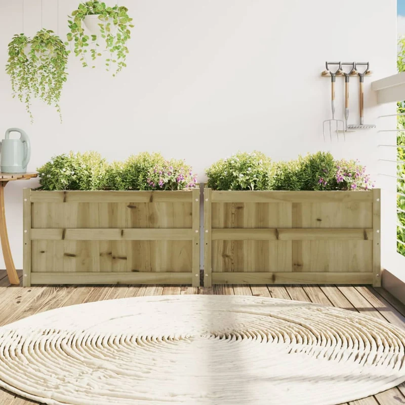 Jardineras De Exterior 2 Unidades Madera Impregnada De Pino