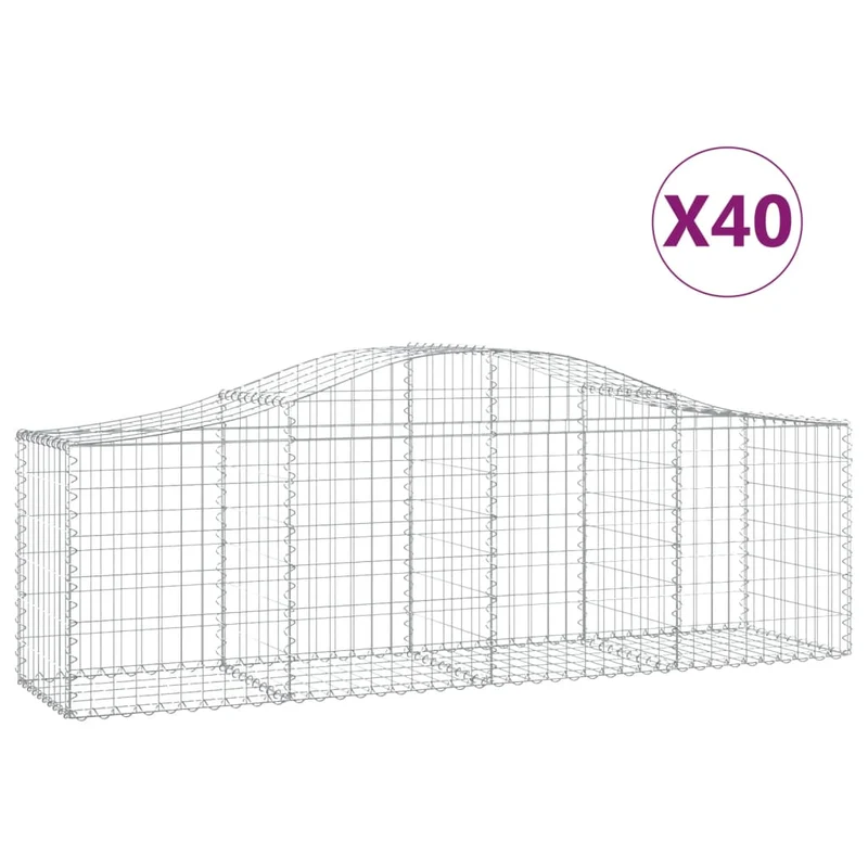 Cestas De Gaviones 40 Uds Forma De Arco Hierro 200x50x60/80 Cm