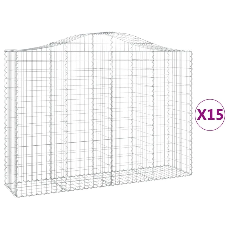 Cestas Gaviones 15 Uds Forma De Arco Hierro 200x50x140/160 Cm