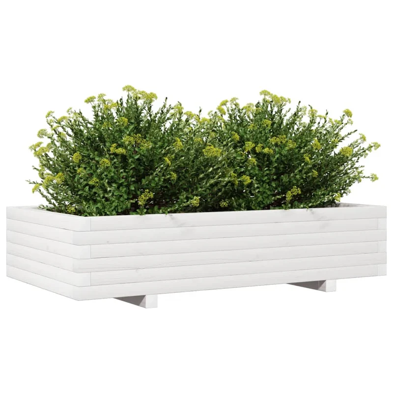 Jardinera De Madera Maciza De Pino Blanco 110x60x26,5 Cm