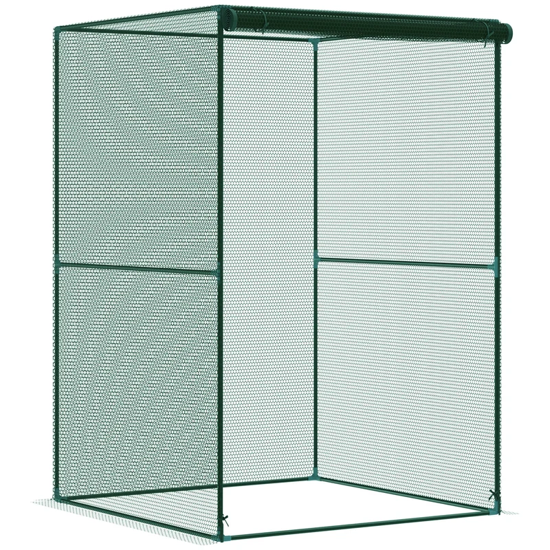 Outsunny Jaula De Cultivo Con Puerta Enrollable Y Marco De Acero 120x120x180 Cm