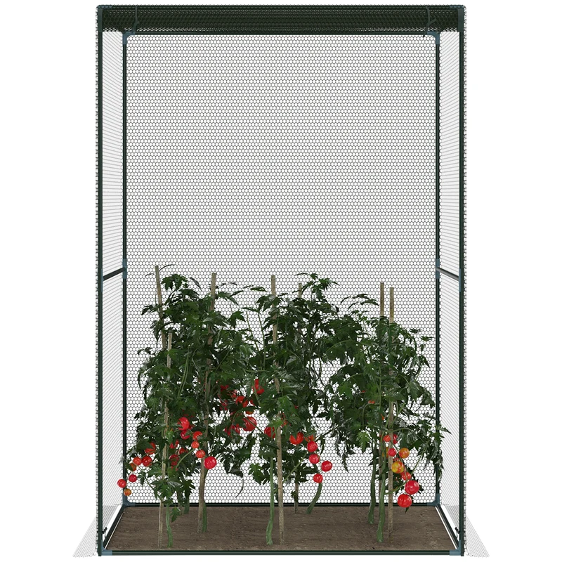 Outsunny Jaula De Cultivo Con Puerta Enrollable Y Marco De Acero 120x120x180 Cm