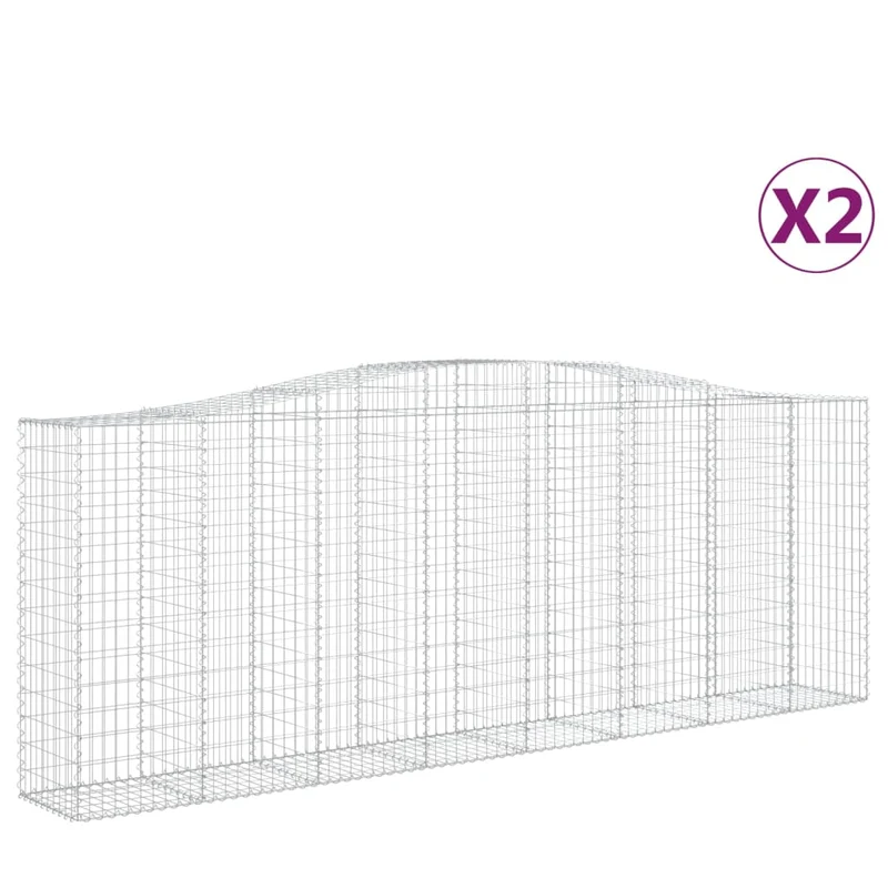 Cestas De Gaviones 2 Uds Forma De Arco Hierro 400x50x140/160 Cm