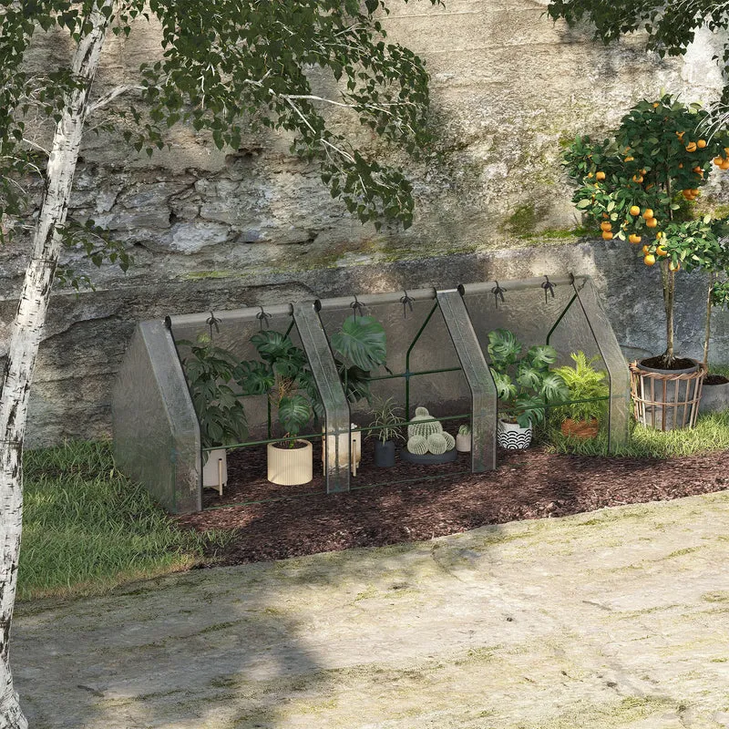 Outsunny Invernadero De Terraza 270x90x90 Cm Con Ventanas Cultivo Plantas Blanco
