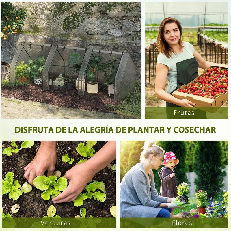 Outsunny Invernadero De Terraza 270x90x90 Cm Con Ventanas Cultivo Plantas Blanco
