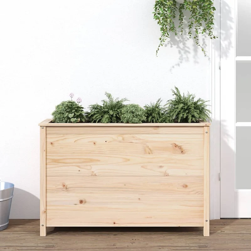 Arriate Elevado De Jardín Madera Maciza De Pino 119,5x40x78 Cm