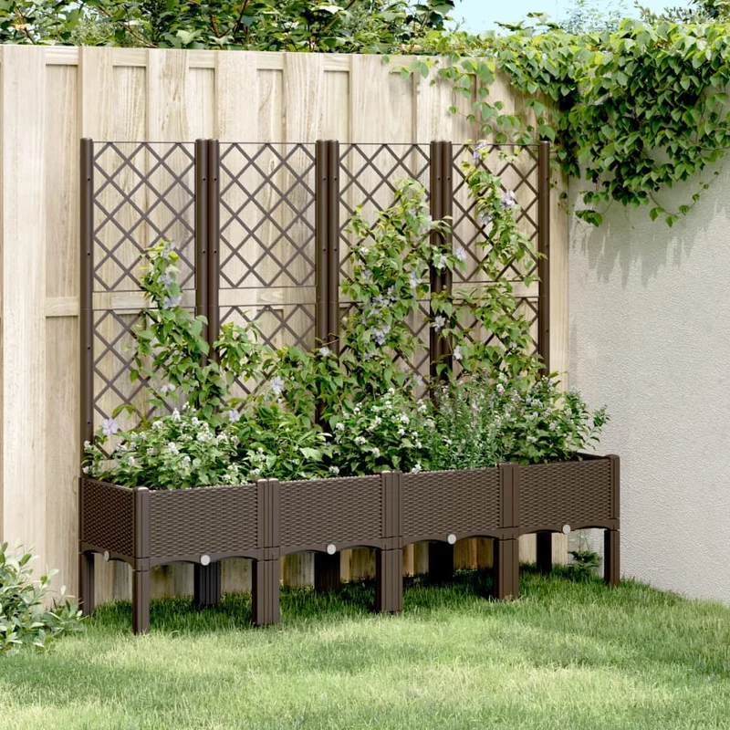 Jardinera Con Enrejado Pp Marrón 160x40x142 Cm