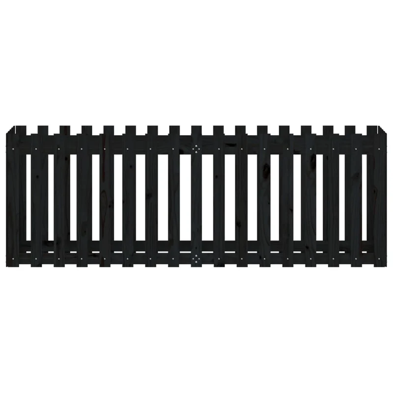 Arriate Elevado Jardín Con Valla Madera Pino Negro 200x50x70cm