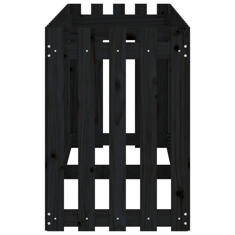 Arriate Elevado Jardín Con Valla Madera Pino Negro 200x50x70cm