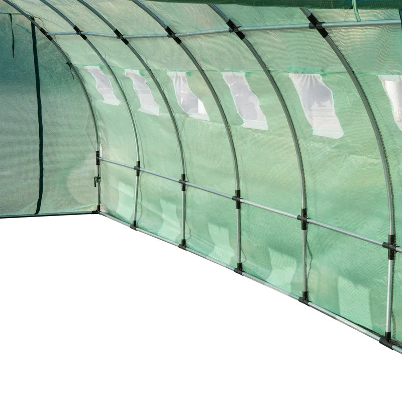 Outsunny Cubierta De Invernadero Túnel 6x3x2m 12 Ventanas Y Puerta Enrollable