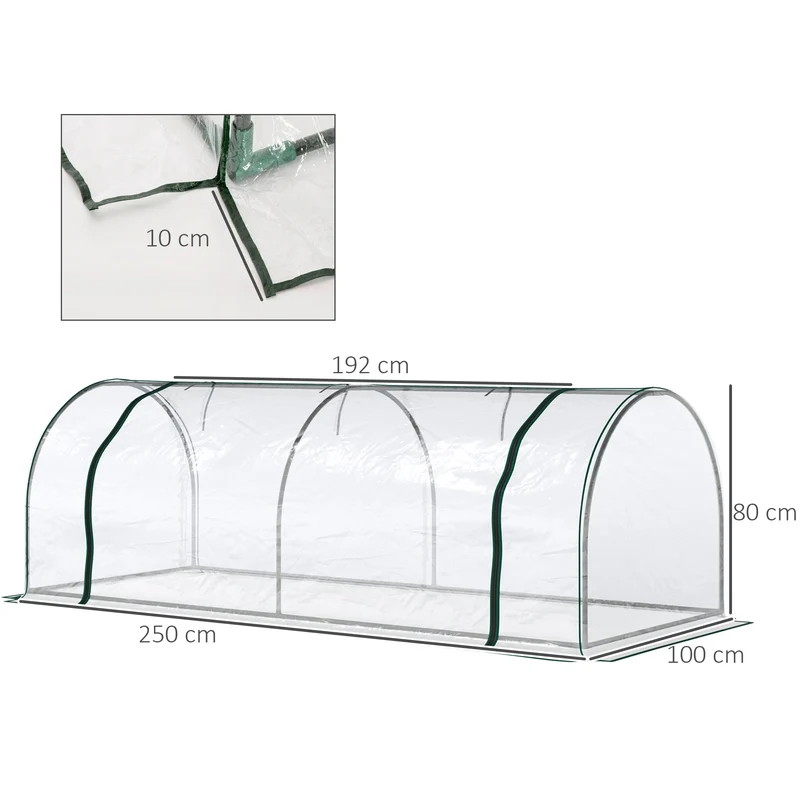 Outsunny Invernadero Caseta 250x100x80 Cm Para Jardín Terraza Cultivo De Plantas