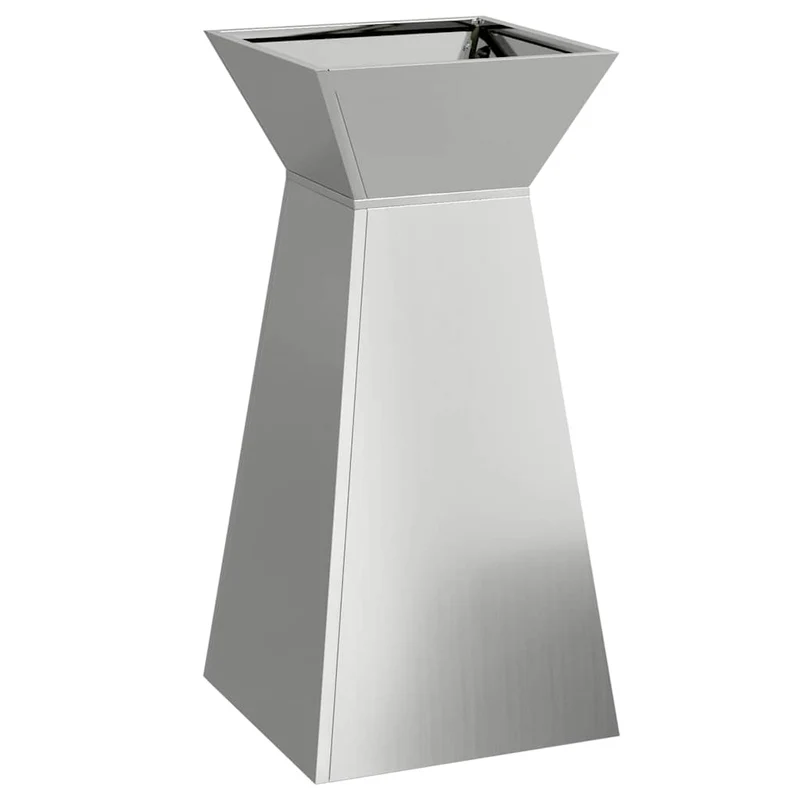 Maceta Pilar Plateado 35 X 35 X 73 Cm Acero Galvanizado